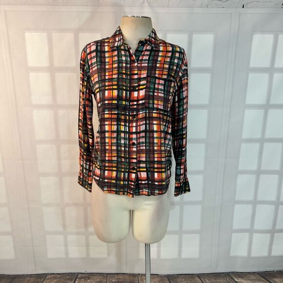 🔥🔥5 for $25🔥🔥Sunday best aritzia colorful plaid long sleeve button down shirt - Picture 1 of 10